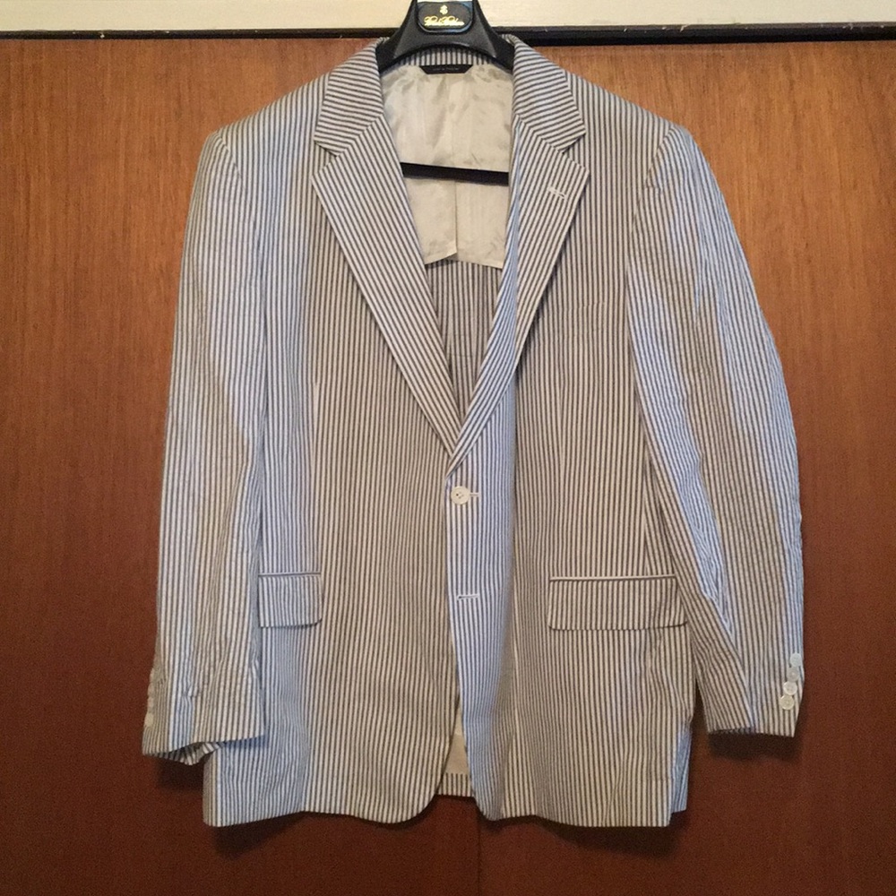 Brooks Brothers Blue & White Seersucker Sportcoat